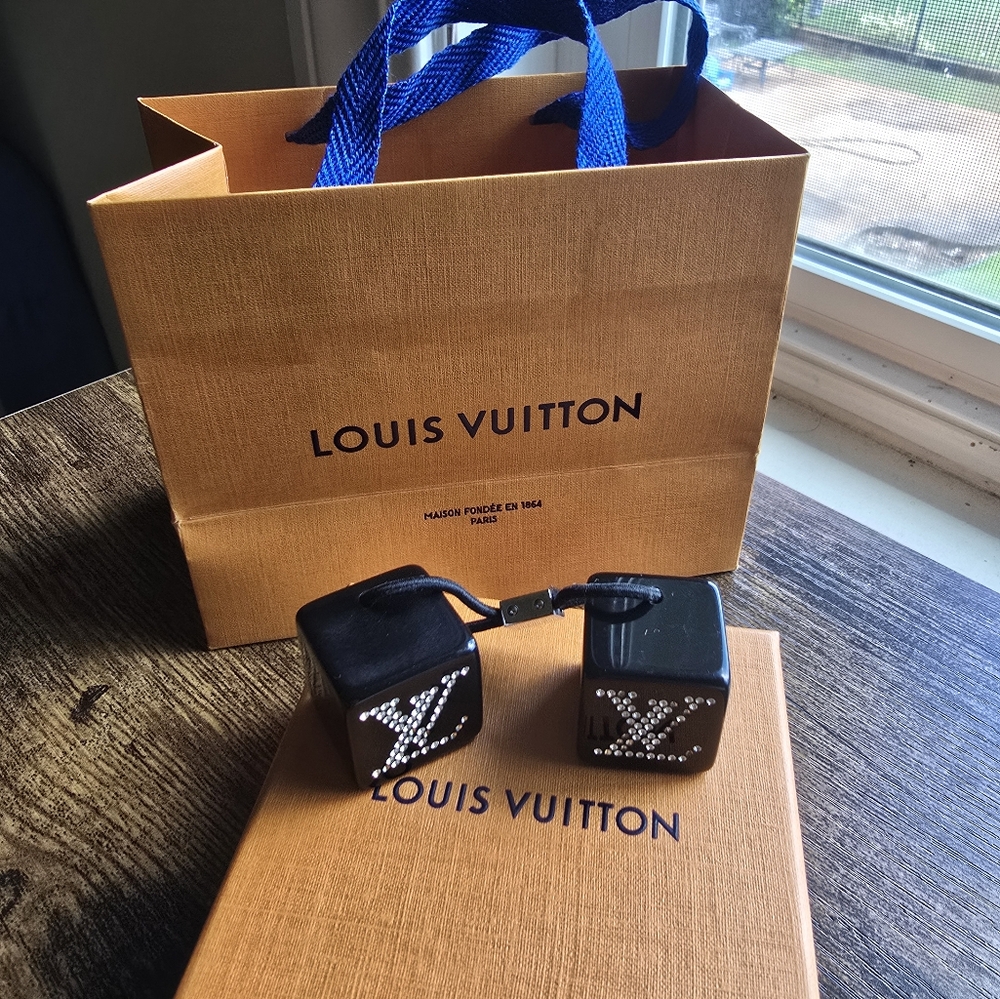 Louis Vuitton Rhinestone Hair Tie Cubes - Picture 2 of 5